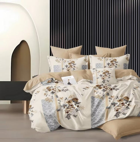 Florida Winkle Premium Quality Imported King Size Elastic Fitted Bedsheet with Coordinated Pillow Covers